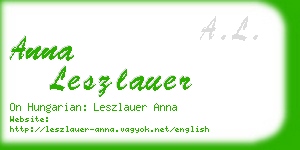 anna leszlauer business card